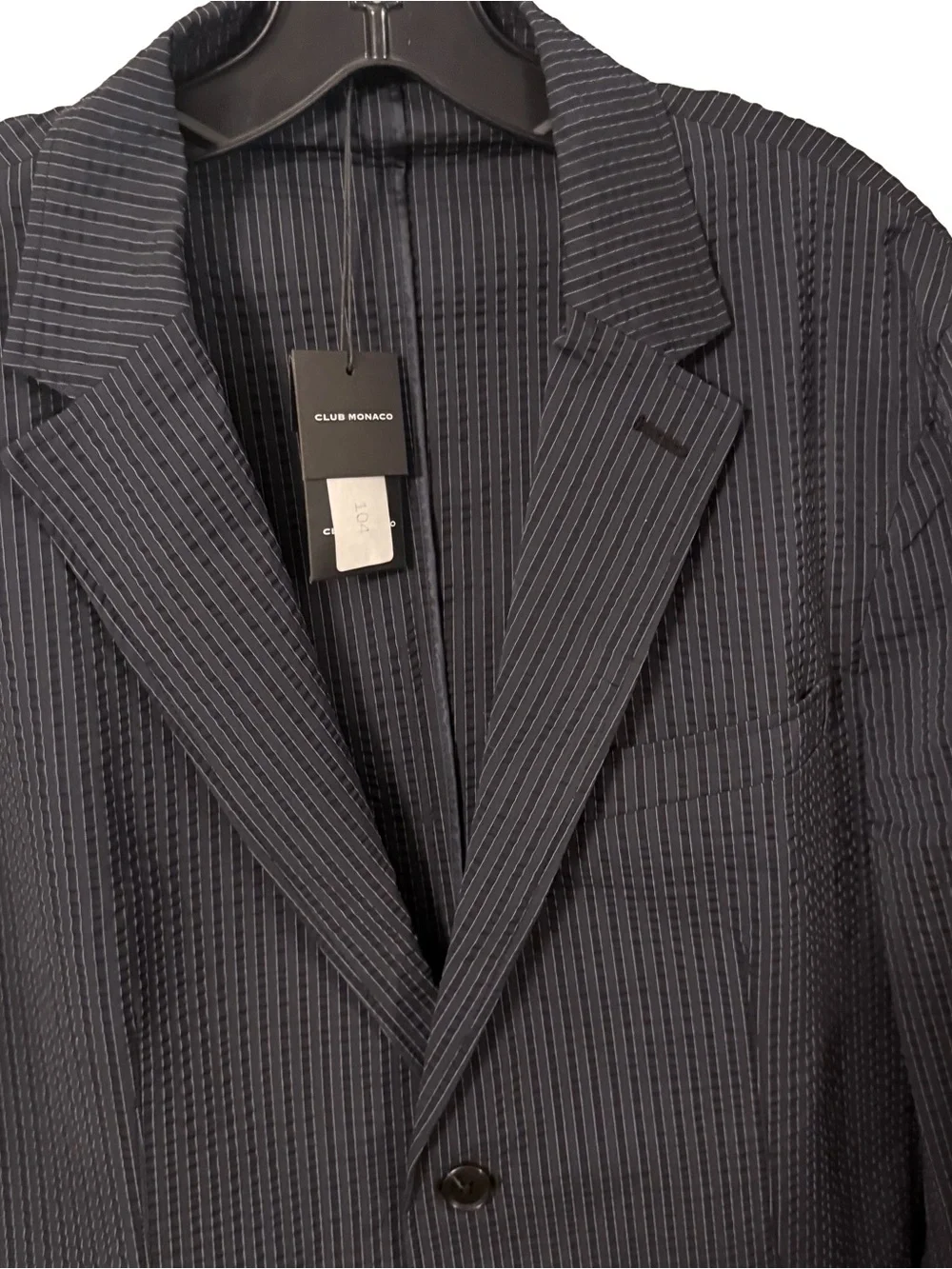 Club Monaco Men's Grant Navy Pinstripe Seersucker Blazer Sz 42 Ret $329 NWT